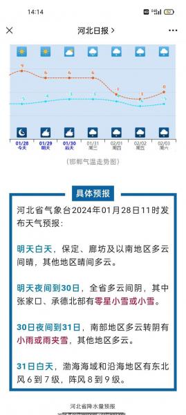 廊坊市香河县天气预报